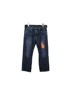 Levi's 569 Loose Straight Jeans Blue Dark Wash USA Flag Patch Mens 31x30